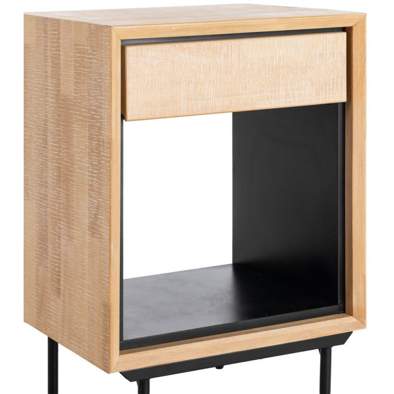 MESITA NATURAL-NEGRO MADERA-METAL 50 X 40 X 70,50 CM 