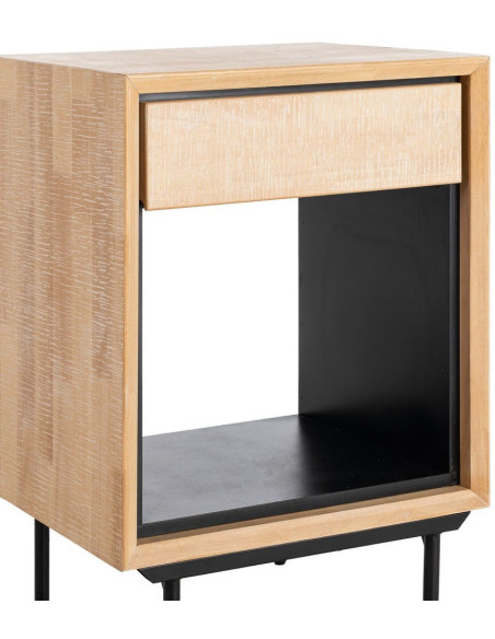MESITA NATURAL-NEGRO MADERA-METAL 50 X 40 X 70,50 CM 