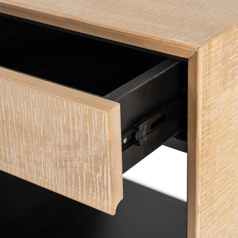 MESITA NATURAL-NEGRO MADERA-METAL 50 X 40 X 70,50 CM 
