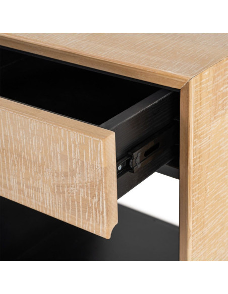 MESITA NATURAL-NEGRO MADERA-METAL 50 X 40 X 70,50 CM 