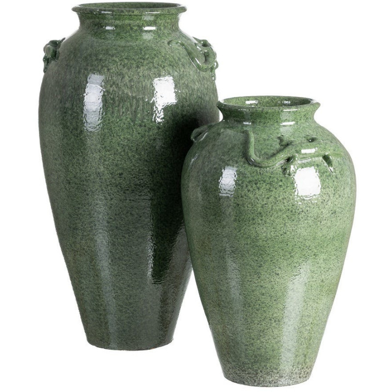 Grand Vase moderne Lézard Amphore H 60 cm Céramique Vert Lagarto 