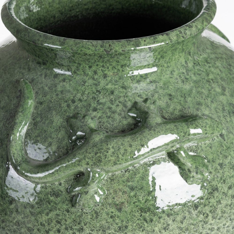 Grand Vase moderne Lézard Amphore H 60 cm Céramique Vert Lagarto 