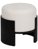 Pouf rond blanc et noir en tissu chenille 43 cm Céliano