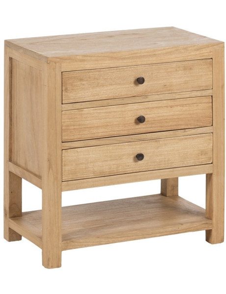 MESITA NATURAL MADERA MINDI DORMITORIO 60 X 35 X 65 CM
