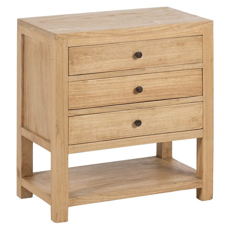 MESITA NATURAL MADERA MINDI DORMITORIO 60 X 35 X 65 CM