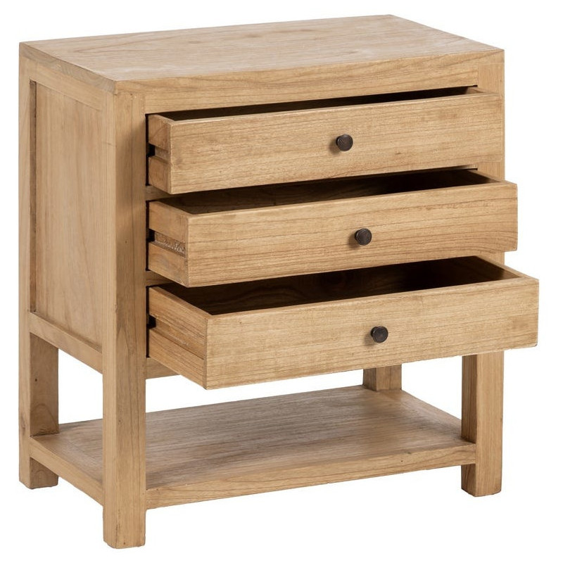 MESITA NATURAL MADERA MINDI DORMITORIO 60 X 35 X 65 CM 