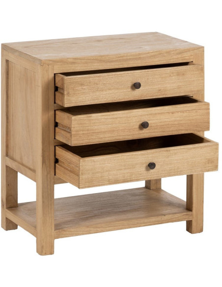 MESITA NATURAL MADERA MINDI DORMITORIO 60 X 35 X 65 CM 