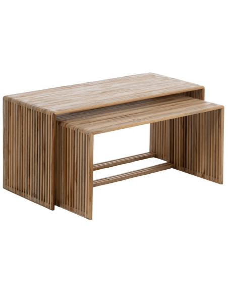 S/2 MESA CENTRO NATURAL MADERA DE TECA 85 X 35 X 41 CM
