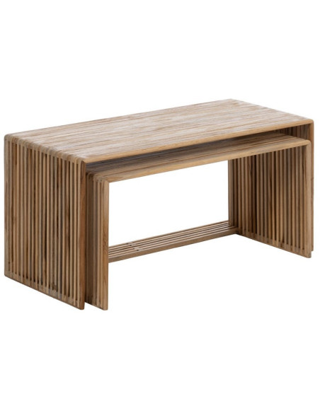 S/2 MESA CENTRO NATURAL MADERA DE TECA 85 X 35 X 41 CM 