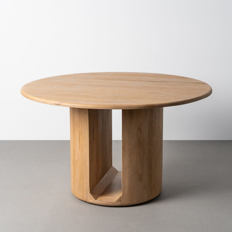 Table à manger design chic Ronde 6 personnes 130 cm Bois de manguier Naturel Oréa 