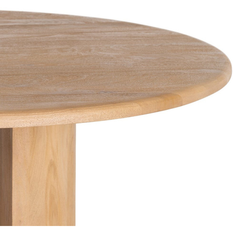 Table à manger design chic Ronde 6 personnes 130 cm Bois de manguier Naturel Oréa 