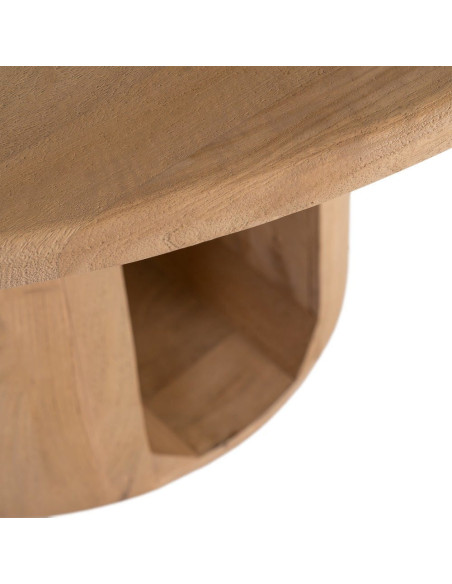 Table à manger design chic Ronde 6 personnes 130 cm Bois de manguier Naturel Oréa 