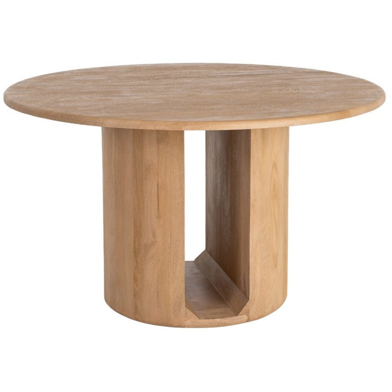 Table à manger design chic Ronde 6 personnes 130 cm Bois de manguier Naturel Oréa