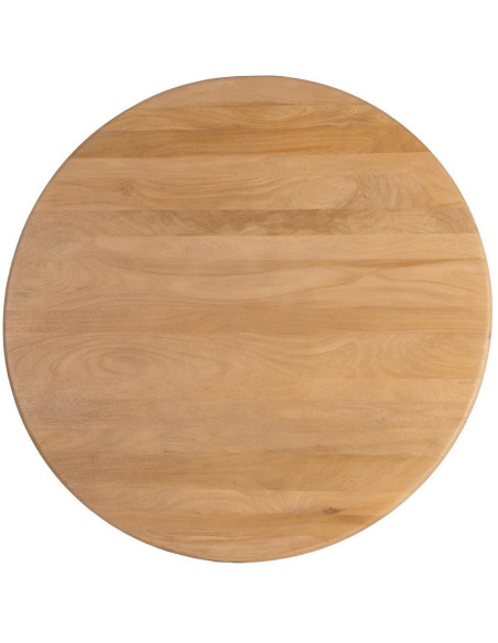 Table à manger design chic Ronde 6 personnes 130 cm Bois de manguier Naturel Oréa 