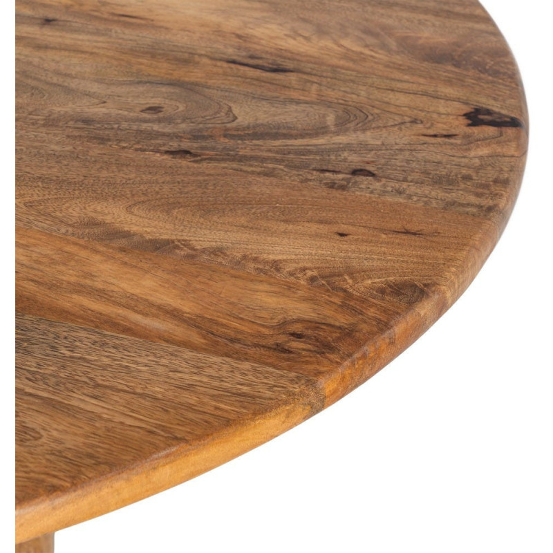 Table à manger style design sculptural Ronde 4 personnes 120 cm Bois de manguier Naturel Totemia 