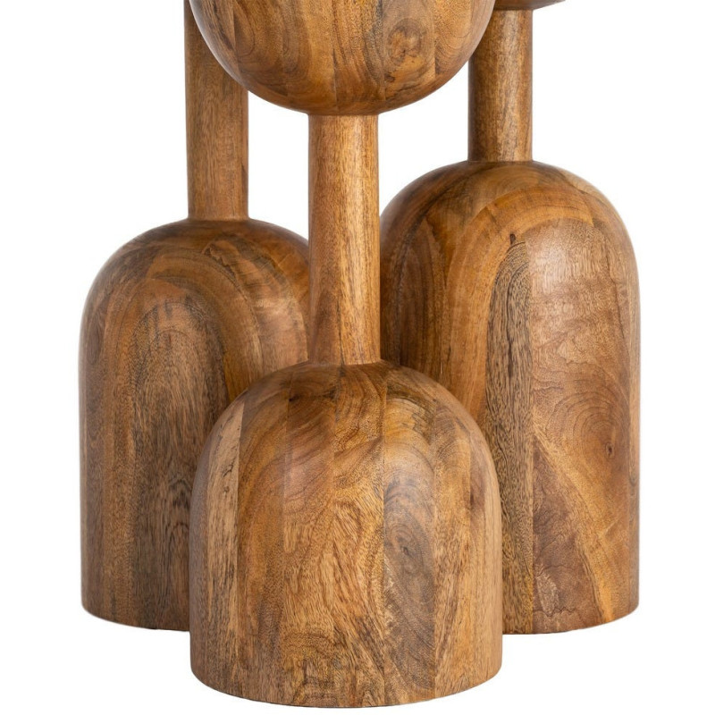 Table à manger style design sculptural Ronde 4 personnes 120 cm Bois de manguier Naturel Totemia 