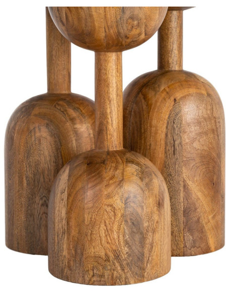Table à manger style design sculptural Ronde 4 personnes 120 cm Bois de manguier Naturel Totemia 
