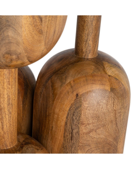 Table à manger style design sculptural Ronde 4 personnes 120 cm Bois de manguier Naturel Totemia 