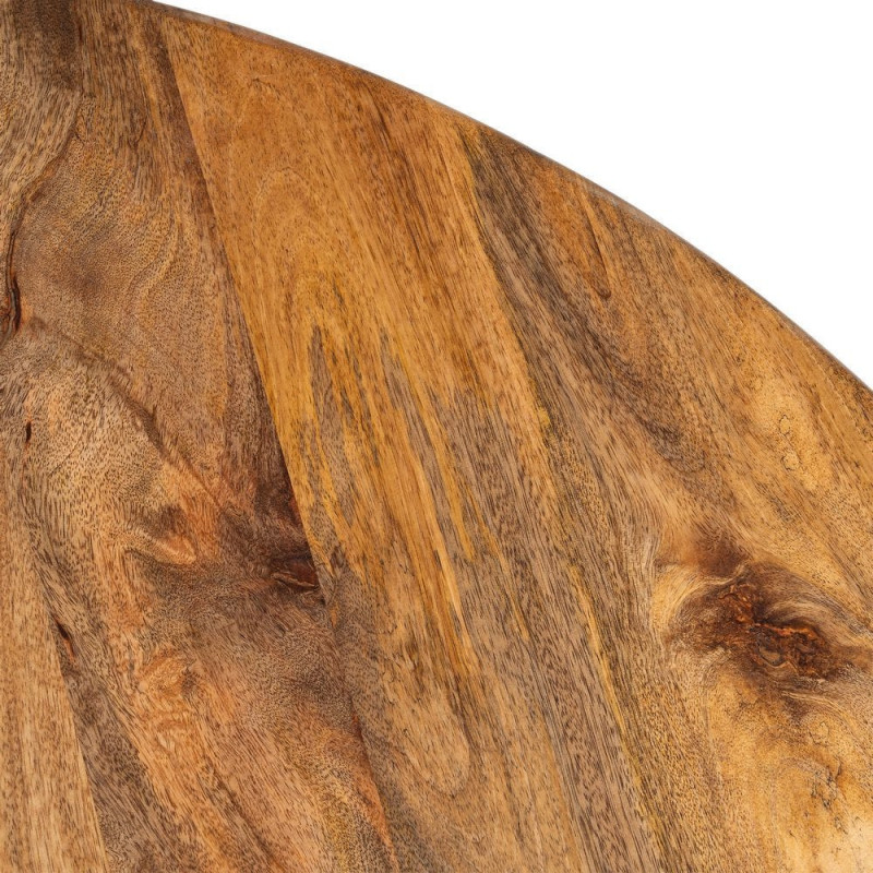 Table à manger style design sculptural Ronde 4 personnes 120 cm Bois de manguier Naturel Totemia 