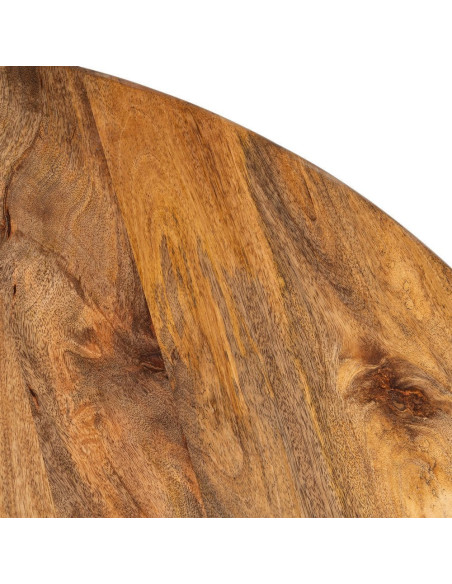 Table à manger style design sculptural Ronde 4 personnes 120 cm Bois de manguier Naturel Totemia 