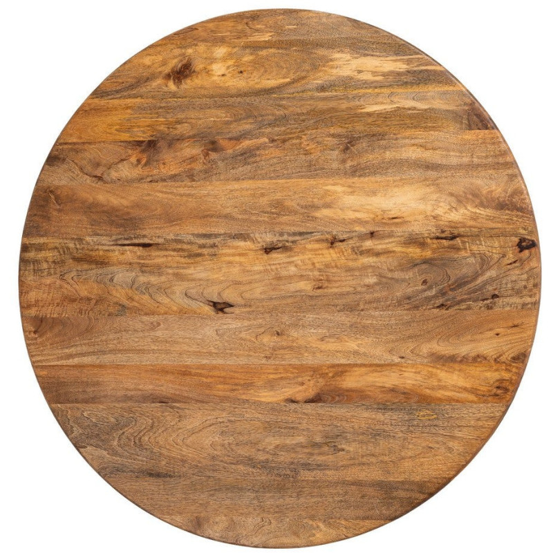 Table à manger style design sculptural Ronde 4 personnes 120 cm Bois de manguier Naturel Totemia 