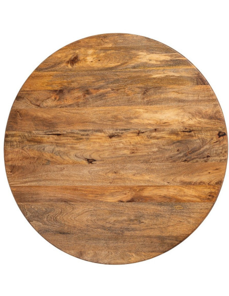 Table à manger style design sculptural Ronde 4 personnes 120 cm Bois de manguier Naturel Totemia 