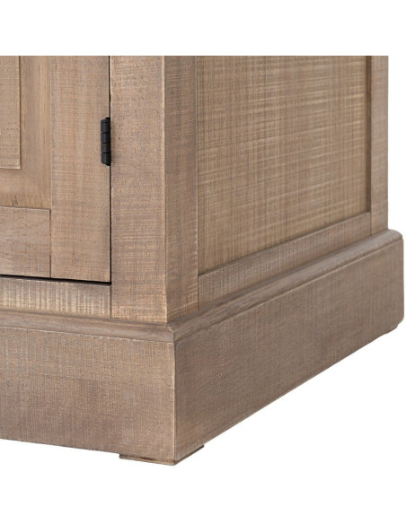 Buffet Vitrine Maison de campagne chic Haut 4 portes 2 tiroirs Bois de pin Naturel Métal Noir Verre Transparent Cottage 