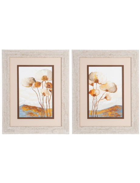 CUADRO PINTURA FLORES 2/M MADERA-CRISTAL 60 X 80 CM 