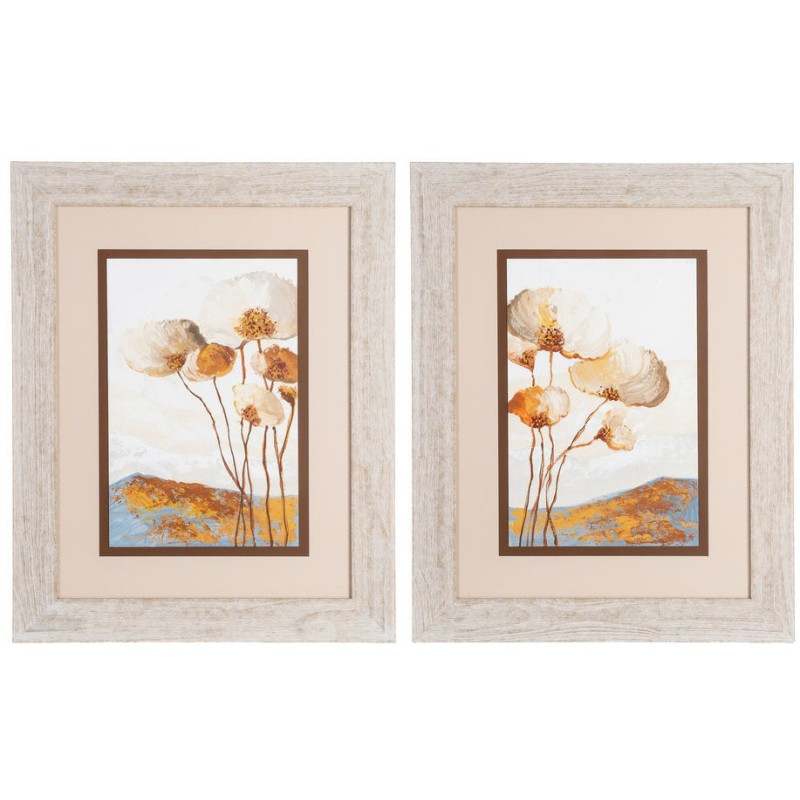 CUADRO PINTURA FLORES 2/M MADERA-CRISTAL 60 X 80 CM 