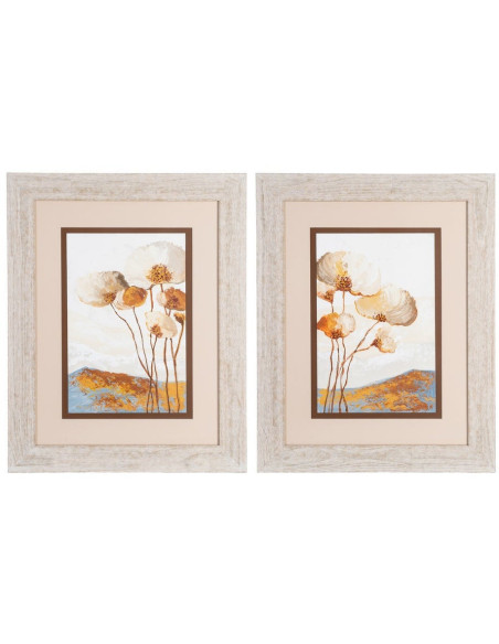 CUADRO PINTURA FLORES 2/M MADERA-CRISTAL 60 X 80 CM 