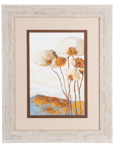 CUADRO PINTURA FLORES 2/M MADERA-CRISTAL 60 X 80 CM 