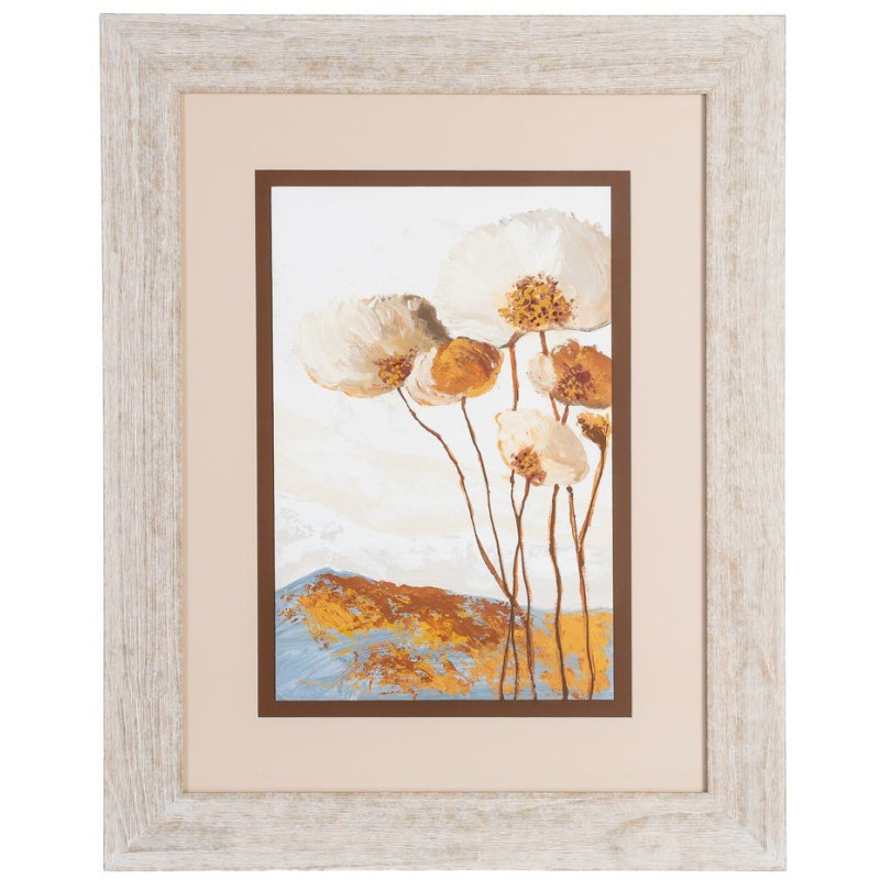 CUADRO PINTURA FLORES 2/M MADERA-CRISTAL 60 X 80 CM 