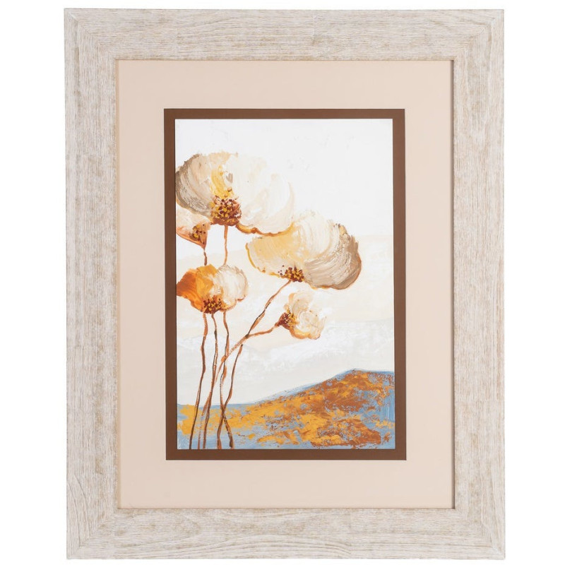 CUADRO PINTURA FLORES 2/M MADERA-CRISTAL 60 X 80 CM 