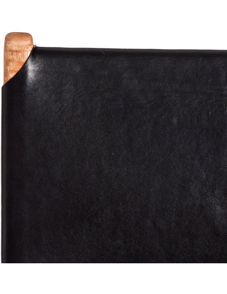 SILLA NEGRO MADERA TECA-PIEL SALÓN 50 X 52 X 83 CM 