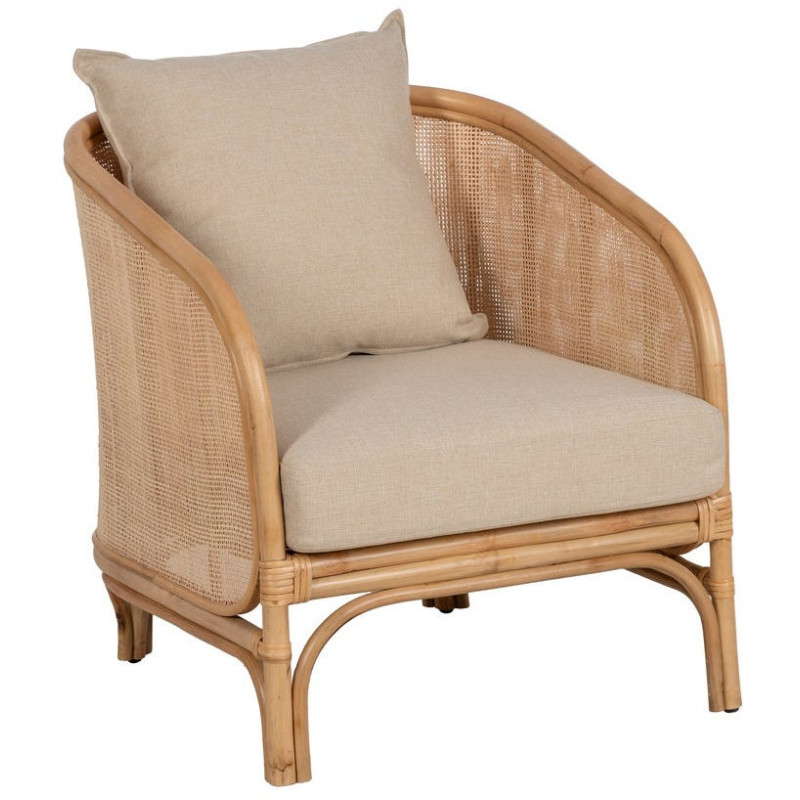 SILLÓN NATURAL RATÁN DECORACIÓN 68 X 68 X 76 CM 