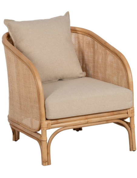 SILLÓN NATURAL RATÁN DECORACIÓN 68 X 68 X 76 CM 