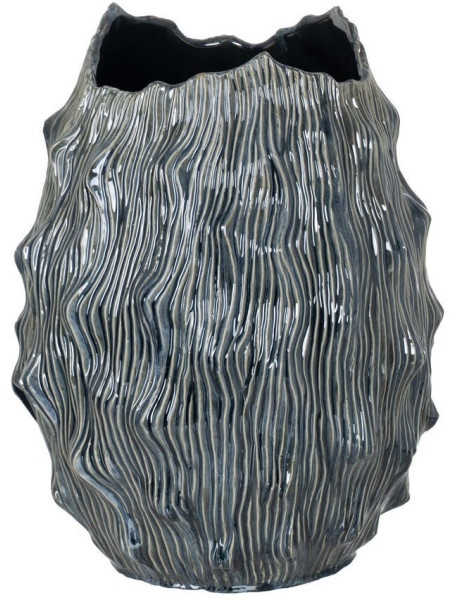Vase design irrégulier Organique H 49 cm Céramique Bleu Ondéssa 