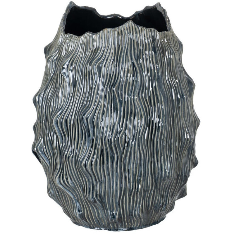 Vase design irrégulier Organique H 49 cm Céramique Bleu Ondéssa 