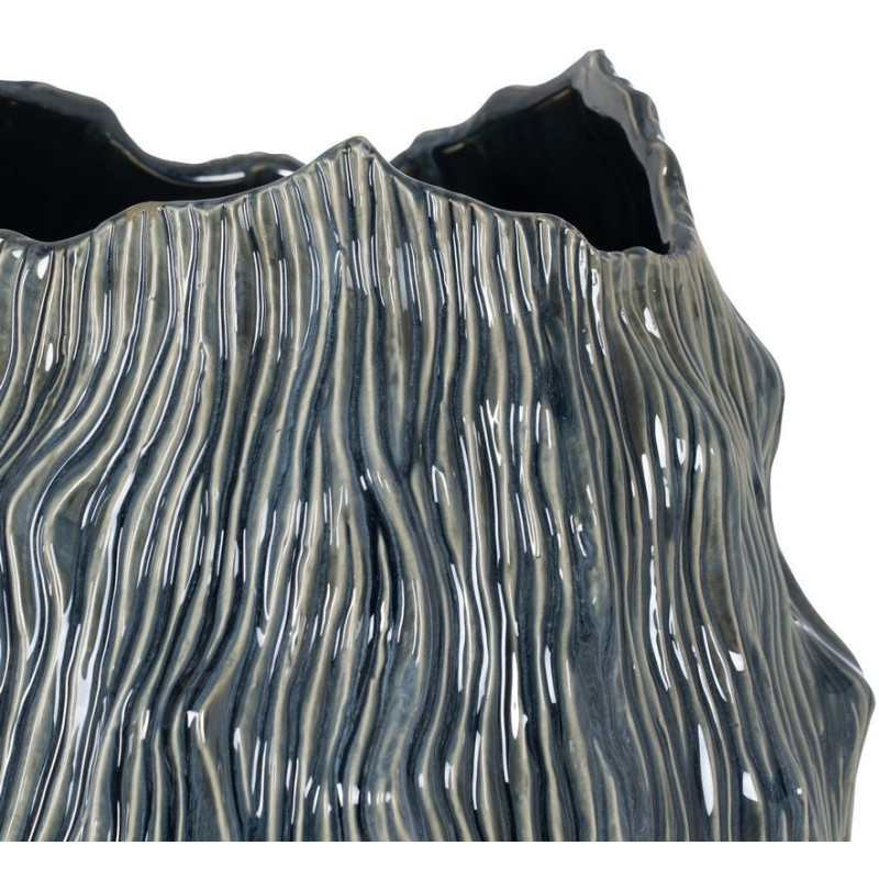 Vase design irrégulier Organique H 49 cm Céramique Bleu Ondéssa 