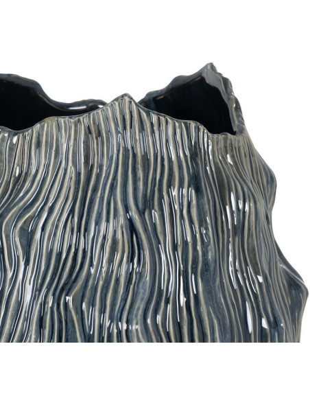 Vase design irrégulier Organique H 49 cm Céramique Bleu Ondéssa 