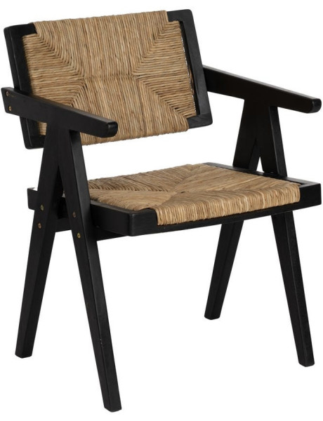SILLA NATURAL-NEGRO MADERA 56 X 62 X 76,50 CM