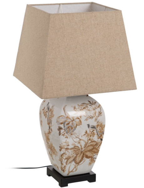 LÁMPARA MESA BLANCO-MARRÓN PORCELANA 22 X 22 X 45 CM 