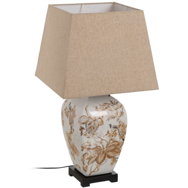 LÁMPARA MESA BLANCO-MARRÓN PORCELANA 22 X 22 X 45 CM 