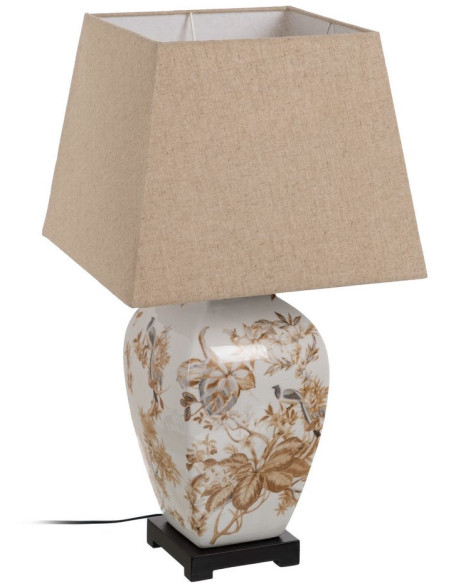 LÁMPARA MESA BLANCO-MARRÓN PORCELANA 22 X 22 X 45 CM 