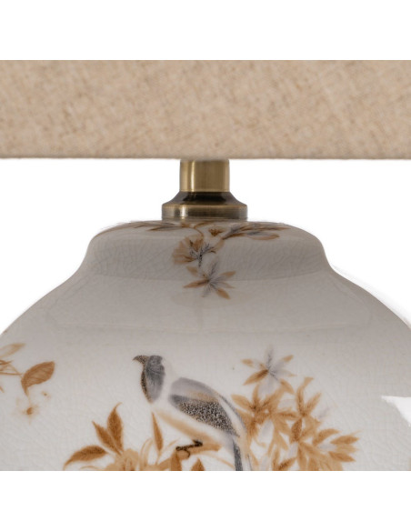 LÁMPARA MESA BLANCO-MARRÓN PORCELANA 22 X 22 X 45 CM 