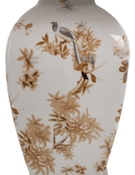 LÁMPARA MESA BLANCO-MARRÓN PORCELANA 22 X 22 X 45 CM 
