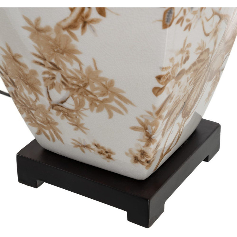 LÁMPARA MESA BLANCO-MARRÓN PORCELANA 22 X 22 X 45 CM 