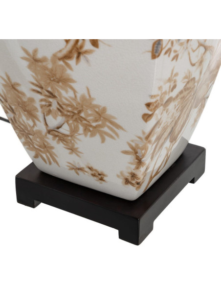 LÁMPARA MESA BLANCO-MARRÓN PORCELANA 22 X 22 X 45 CM 
