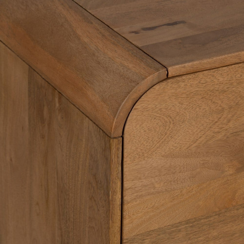 Grand Buffet mid-century moderne Bas 4 portes 170 cm Bois de manguier Naturel Métal Noir Mahon 