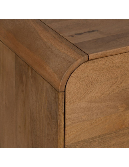 Grand Buffet mid-century moderne Bas 4 portes 170 cm Bois de manguier Naturel Métal Noir Mahon 